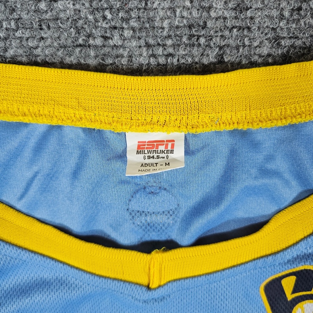 ESPN Milwaukee Brew Crew x Antetokounmpo Light Blue Jersey Adult Size Medium NBA - Picture 4 of 6